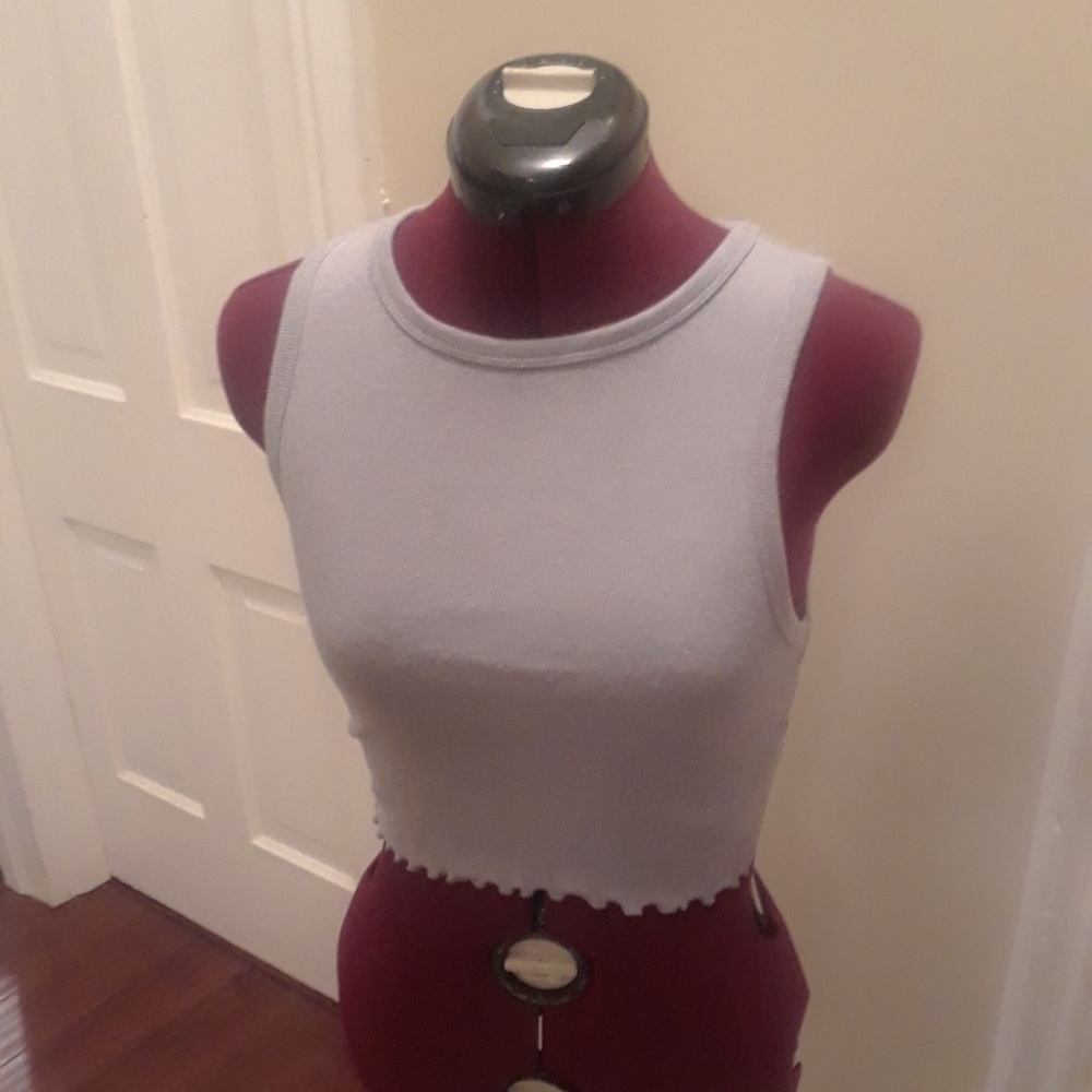 Gray forever 21 fringed crop top